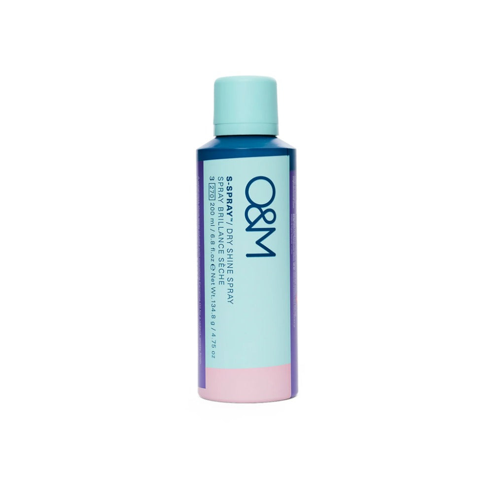 O&M S-Spray Dry Shine Spray 200ml bottle front view for weightless glossy shine