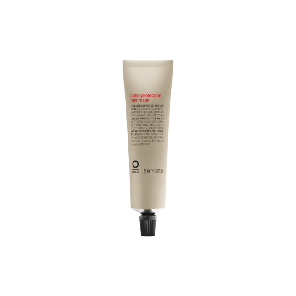 Oway Colour Protection Hair Mask 50ml travel size tube on white background