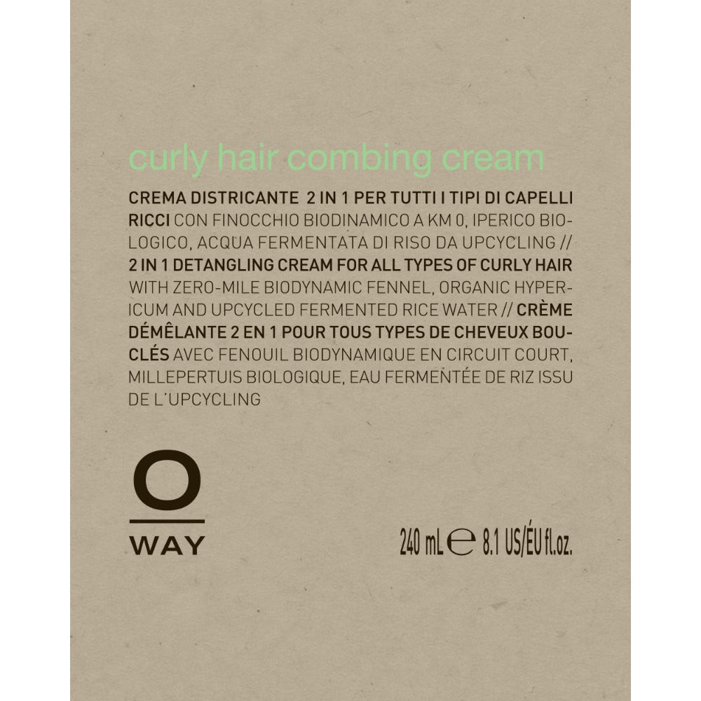 Oway Curly Hair Combing Cream bottle label detail