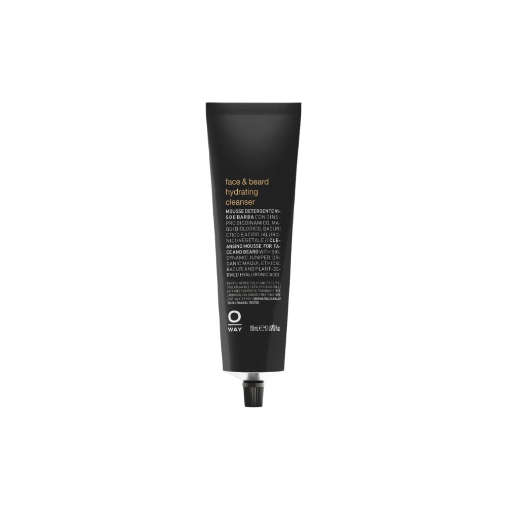 Oway Face and Beard Hydrating Cleanser 150ml tube on white background