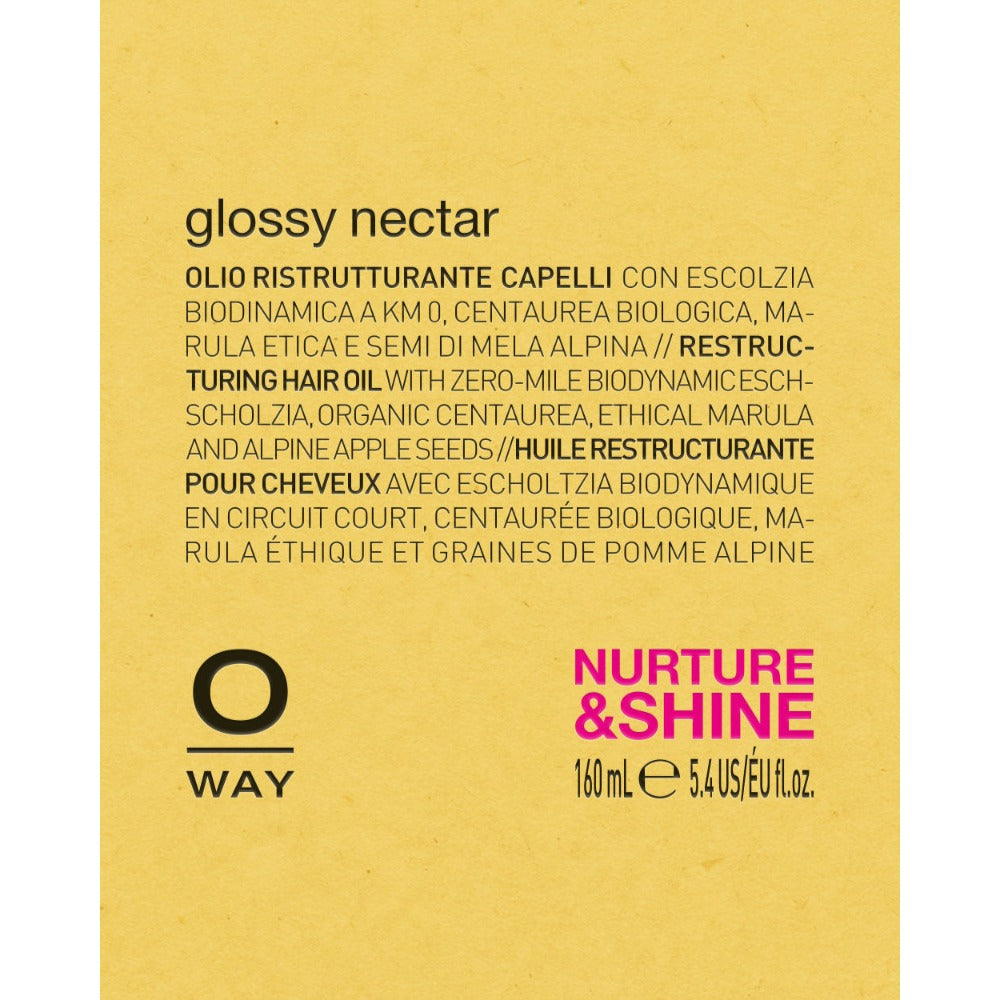 Oway Glossy Nectar Hair Oil 160ml label detail