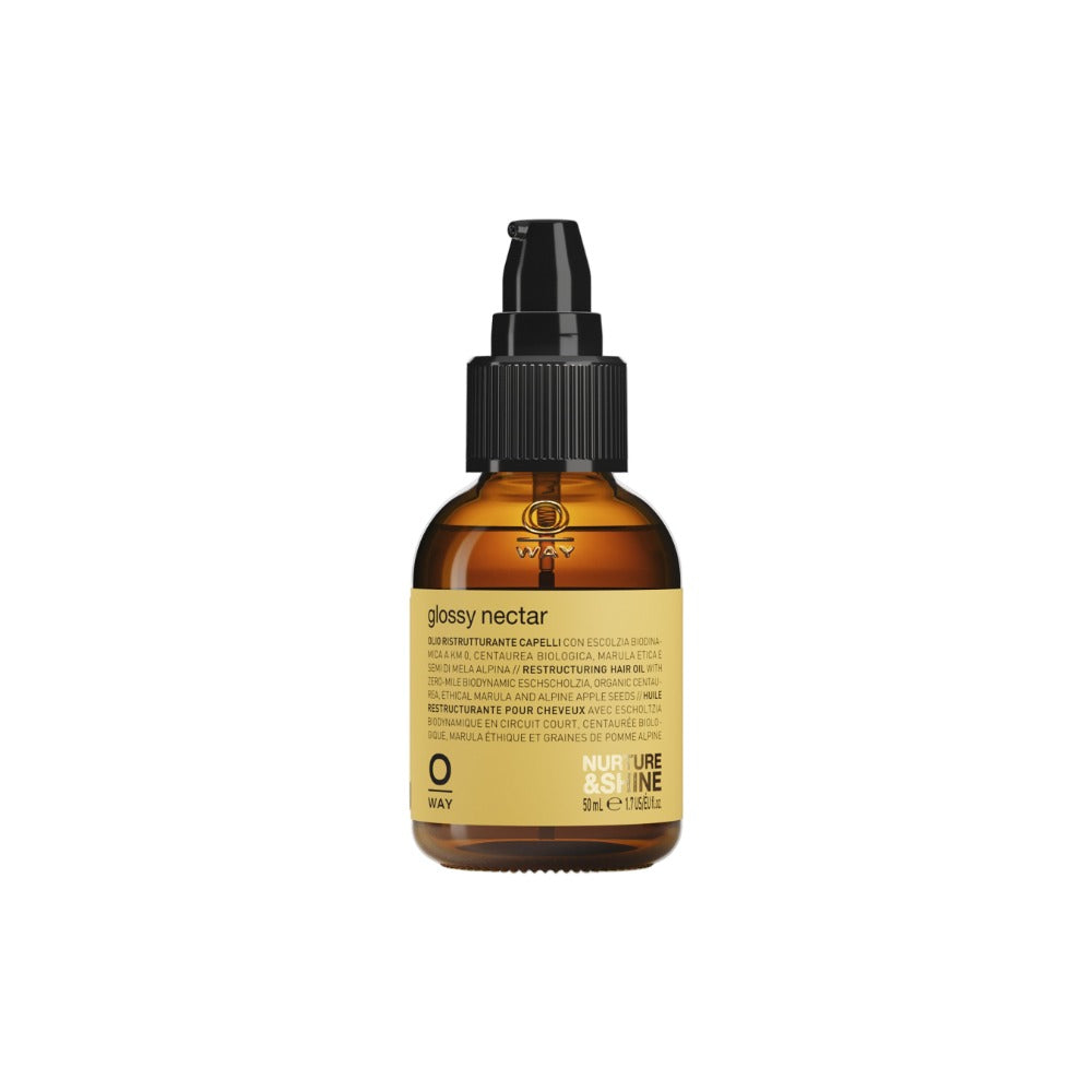 Oway Glossy Nectar Hair Oil 50ml bottle on white background