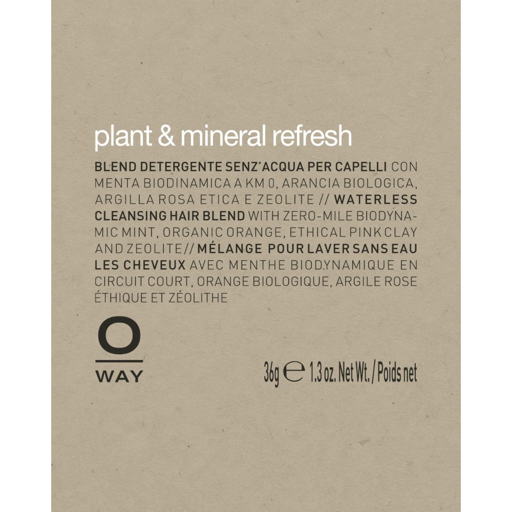 Oway Plant and Mineral Refresh Dry Shampoo label detail