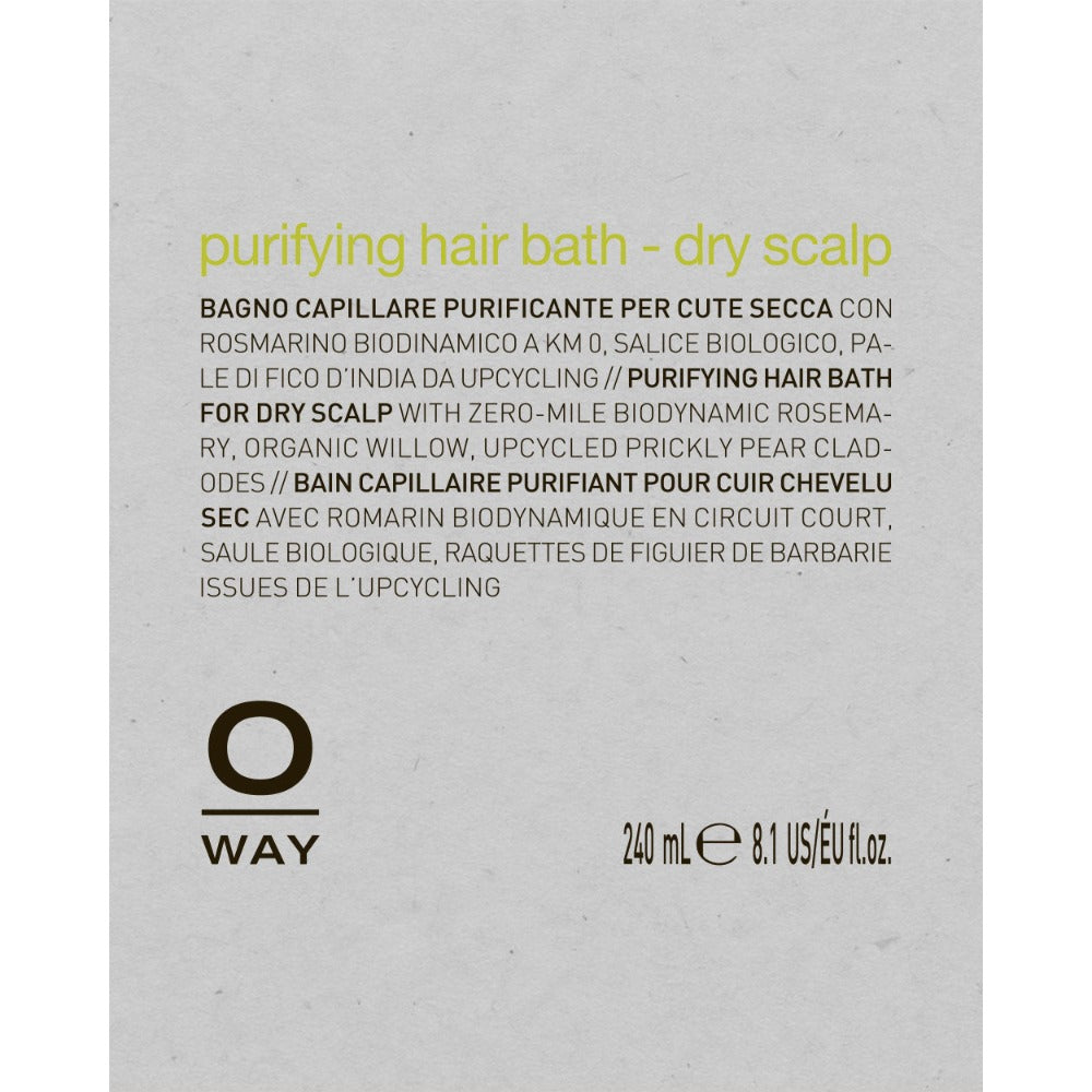 Oway Purifying Hair Bath for dry scalps bottle label detail