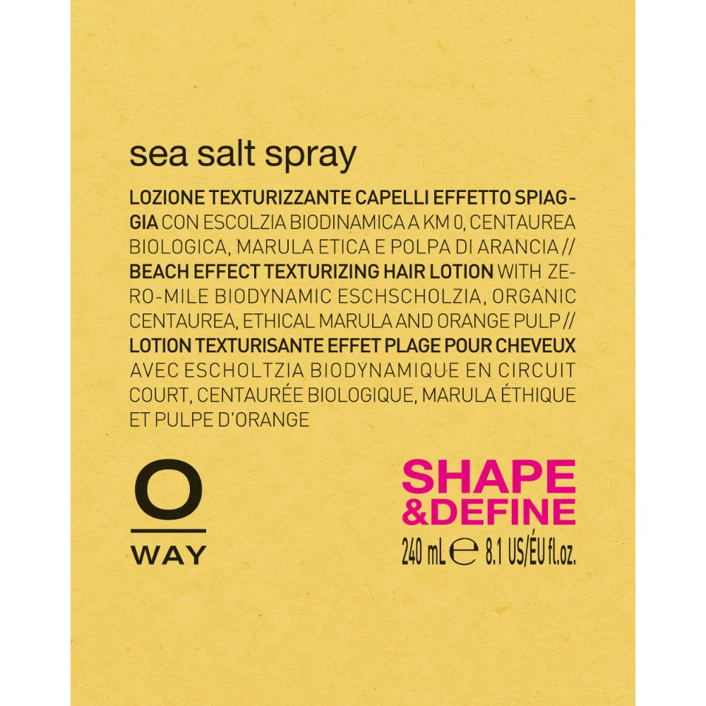 Oway Sea Salt Spray shape and define label details