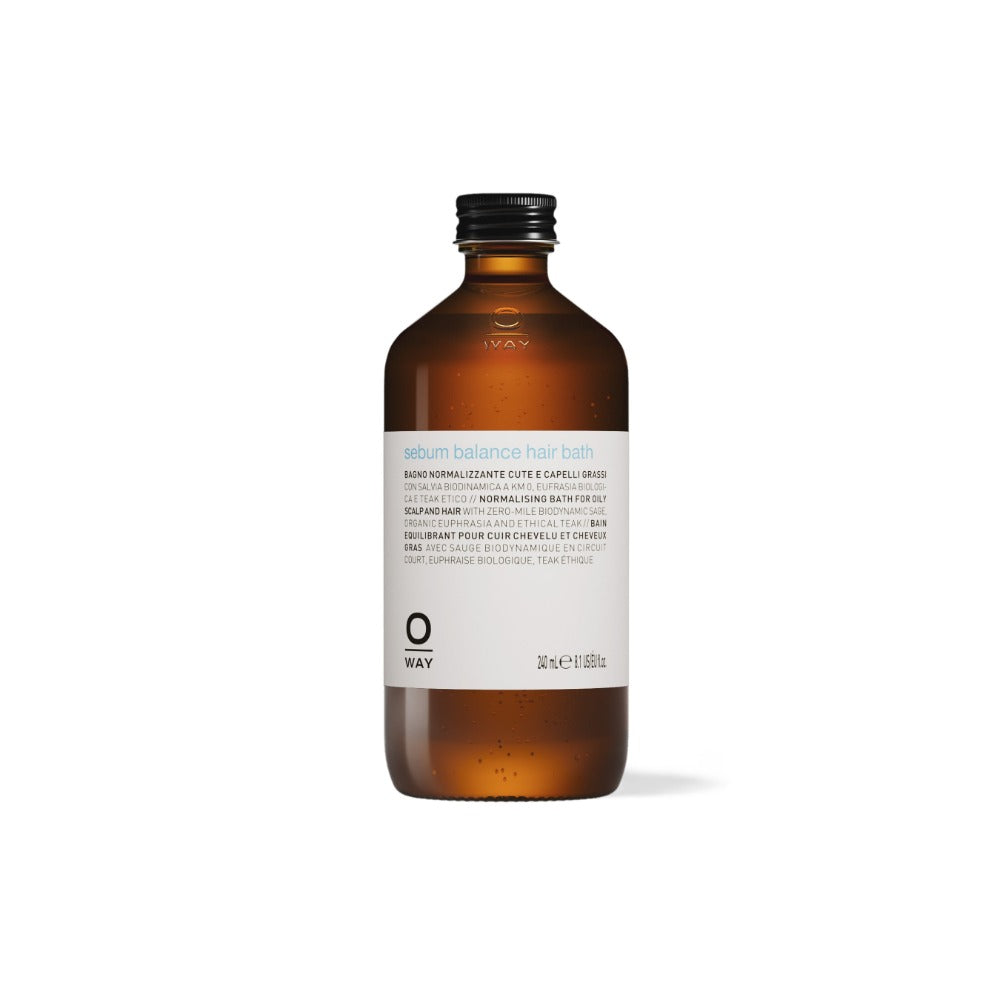 Oway Sebum Balance Hair Bath 240ml bottle, normalising shampoo for oily scalp