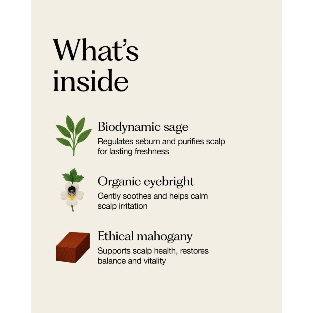 Oway Sebum Balance Hair Bath key ingredients including biodynamic sage