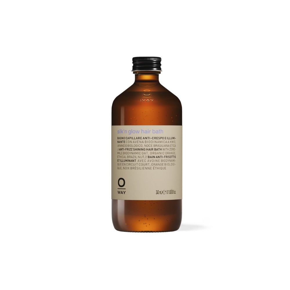 Oway Silk'n Glow Hair Bath 240ml bottle, anti-frizz shampoo