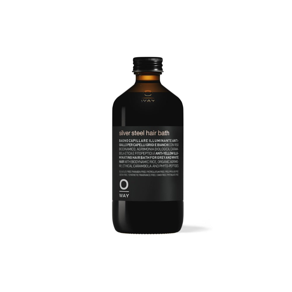 Oway Silver Steel Hair Bath 240ml bottle, anti-yellow shampoo for grey and blonde hair