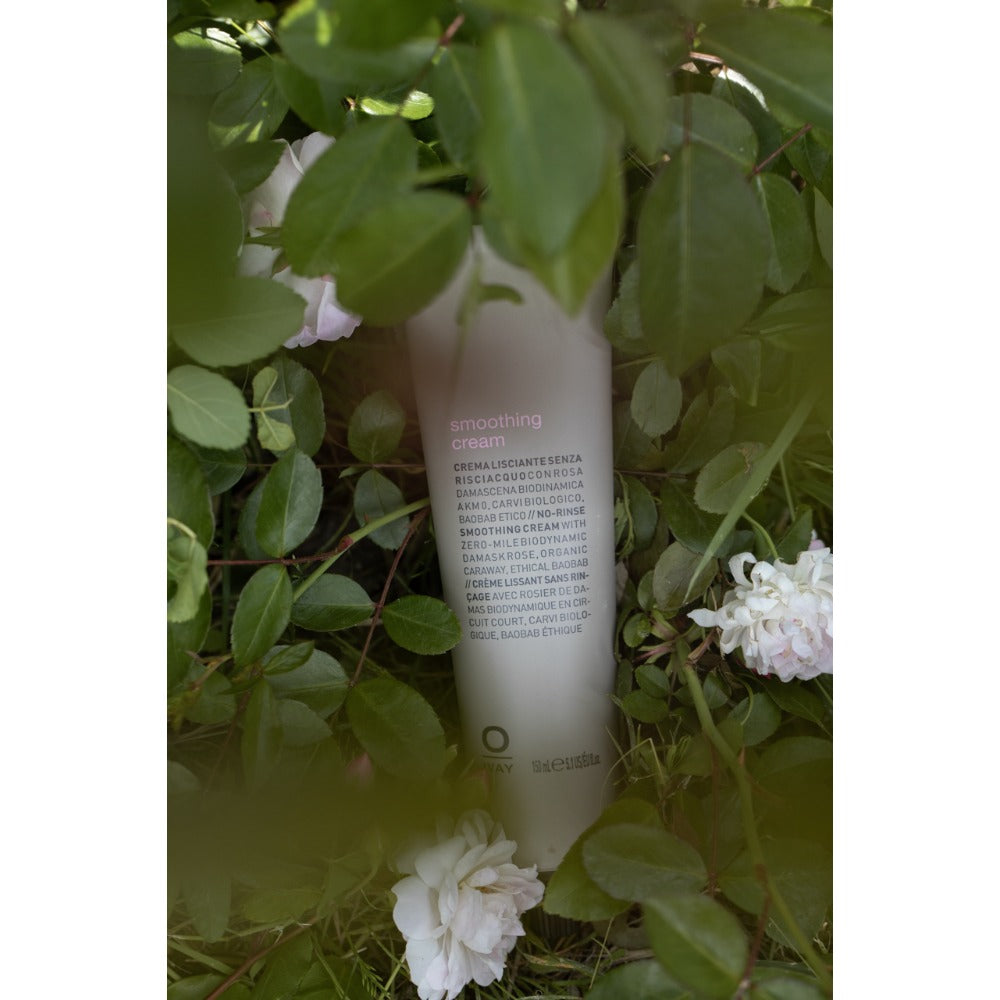 Oway Smoothing Cream 150ml tube amongst greenery
