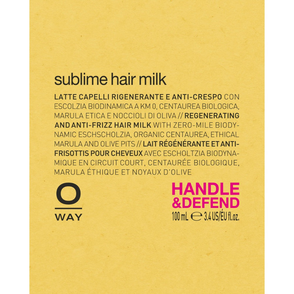 Oway Sublime Hair Milk label details
