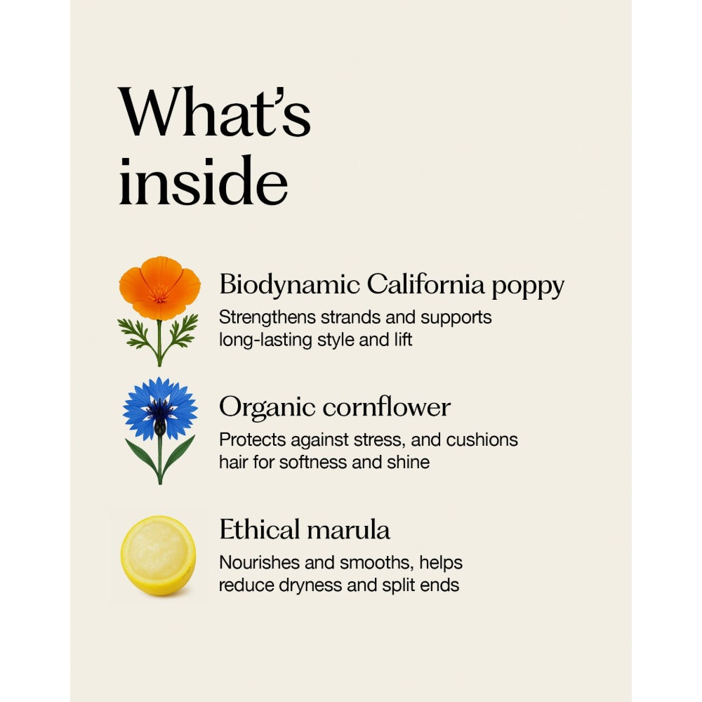 Oway Volumising Root Spray key ingredients including biodynamic California poppy