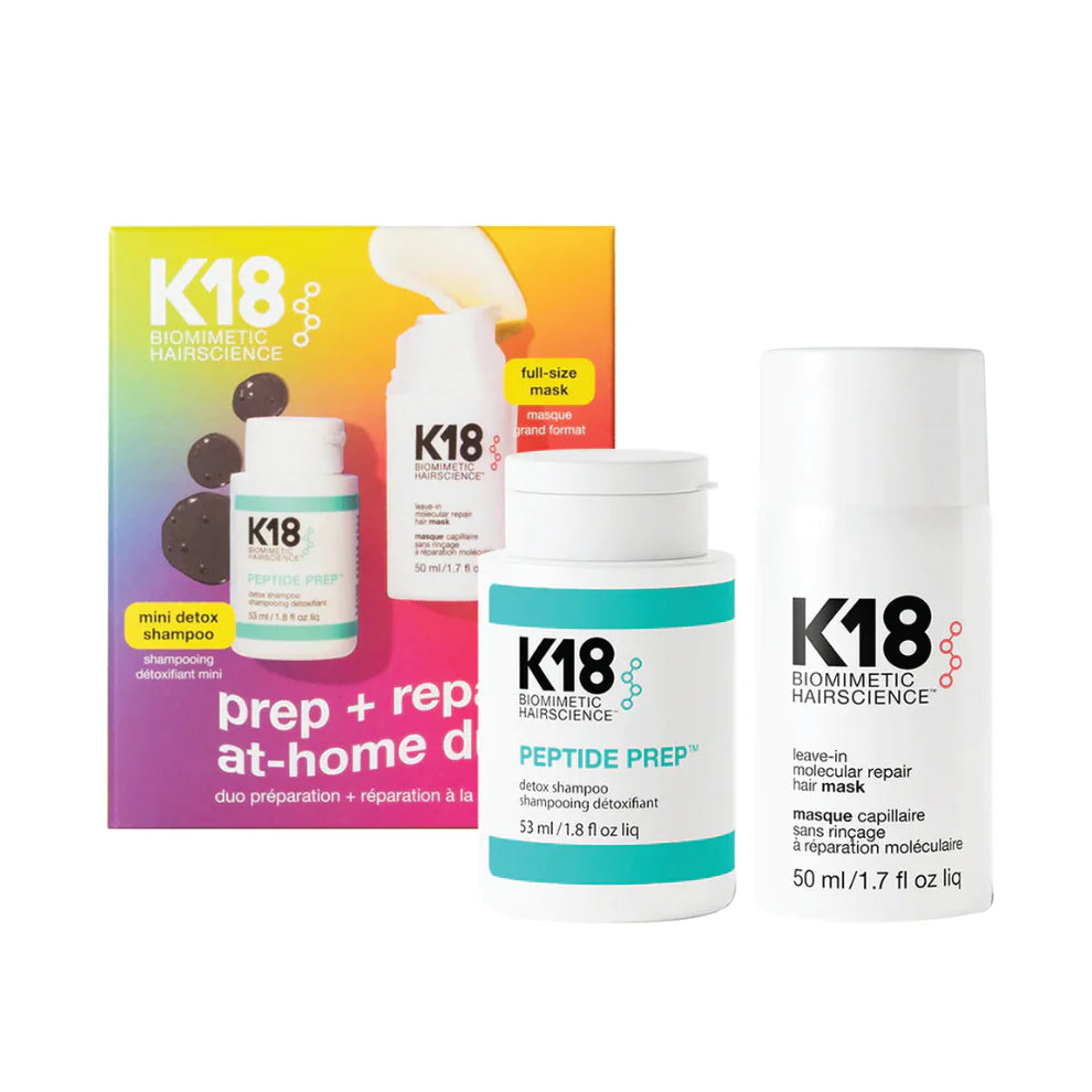 K18 hair care products including shampoo, mask