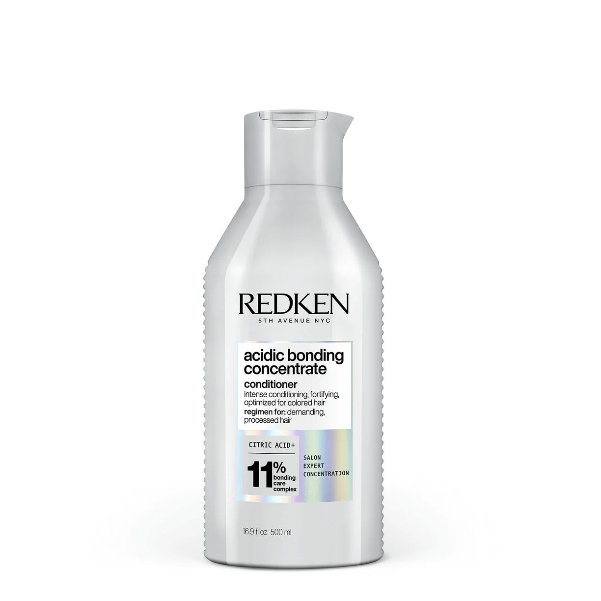 Redken bottle of acidic bonding concentrate conditioner on a white background