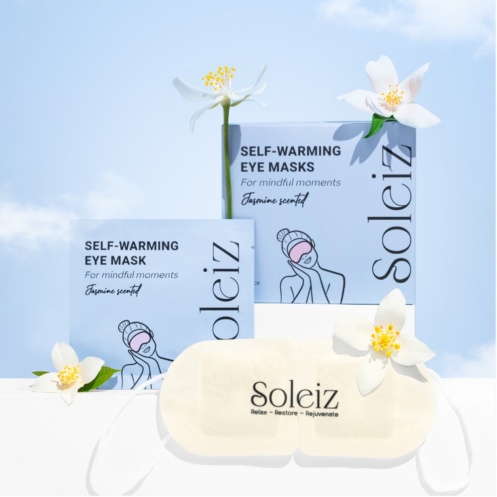 Soleiz Jasmine self-warming eye mask scent information panel