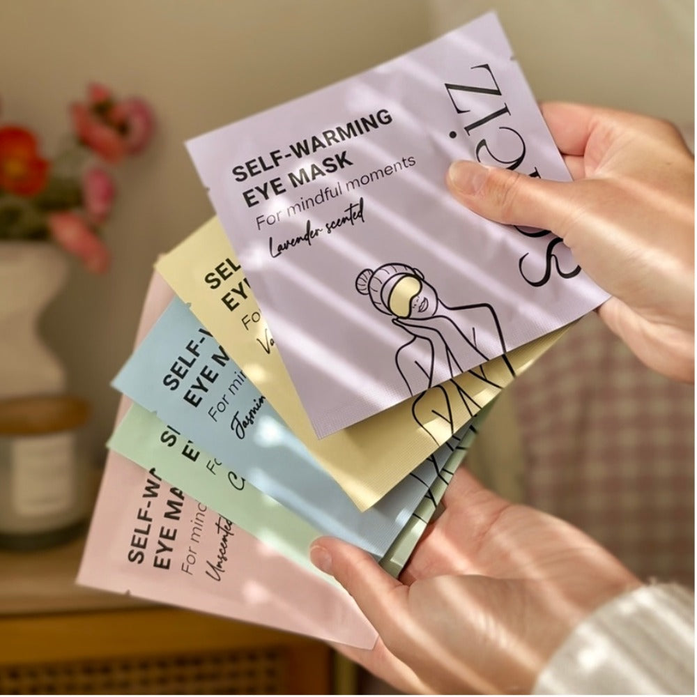 Soleiz Mixed Scent self-warming eye masks information panel