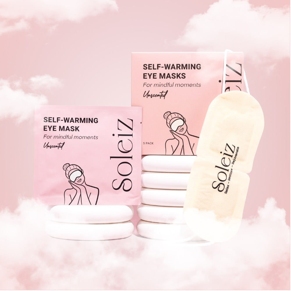 Soleiz Unscented self-warming eye mask information panel
