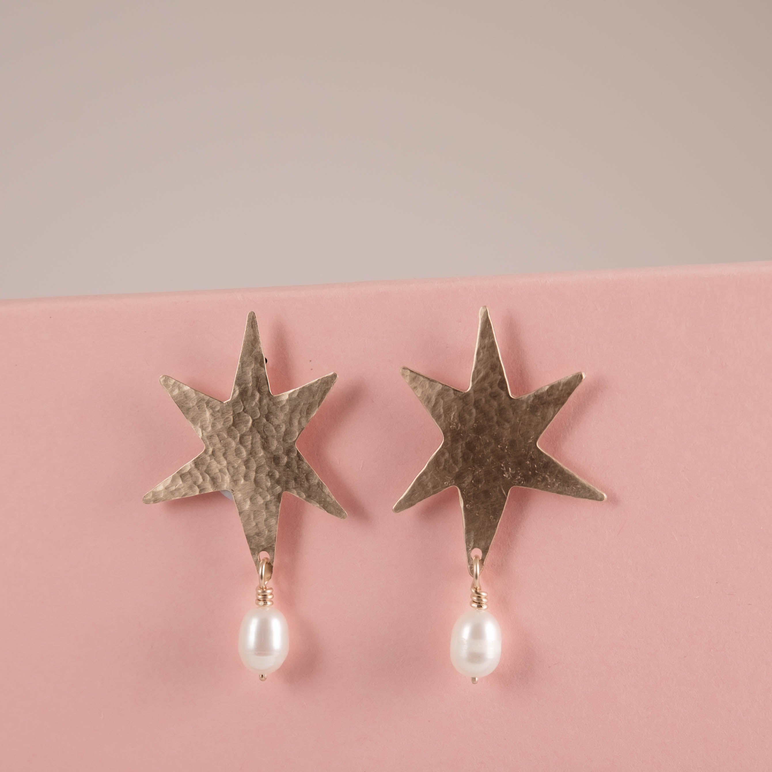 Synergy Star Stud Earrings - White Pearl