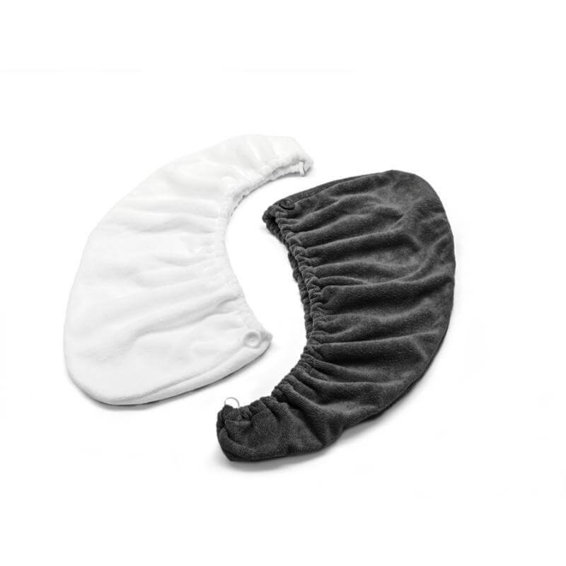 ILES Hair Turban Towel layflat of the grey and white